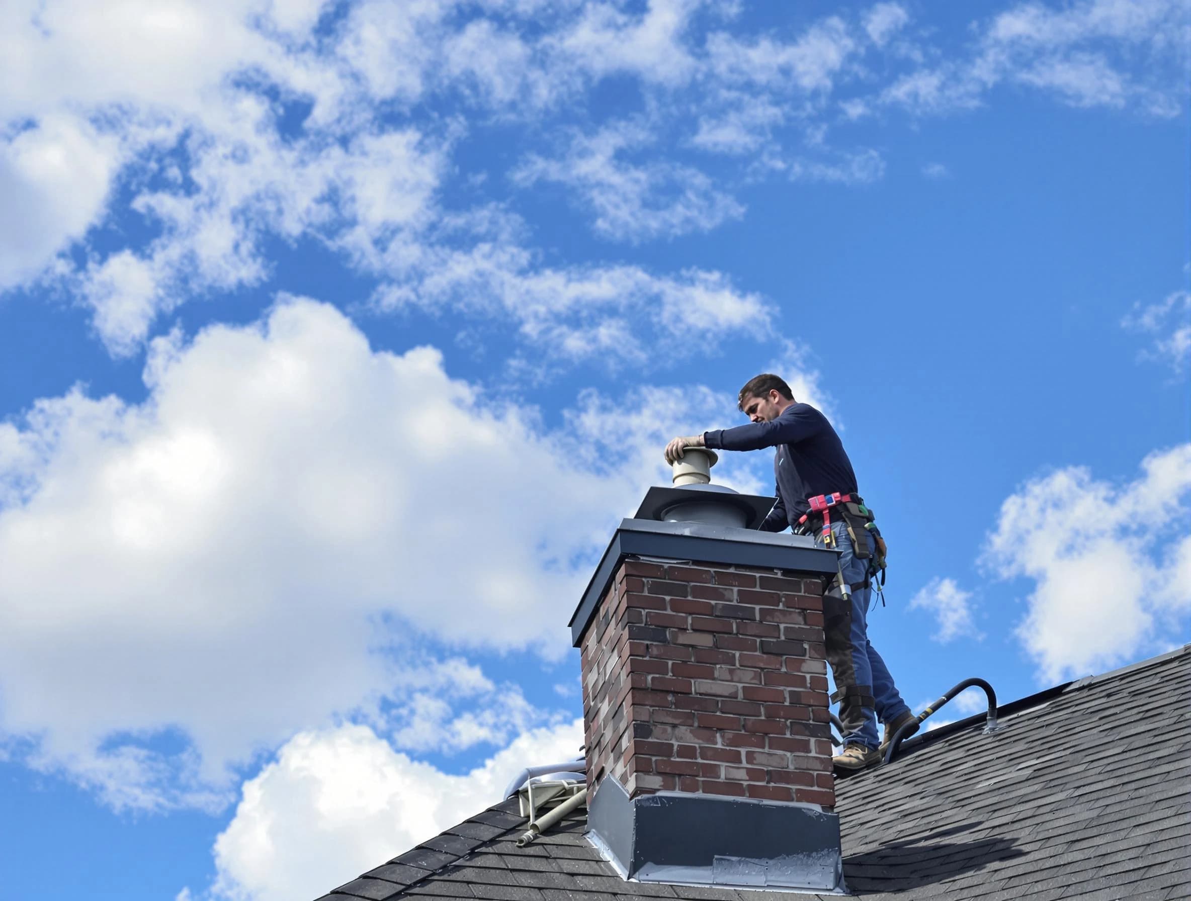 Brookline Chimney Sweep installing a sturdy chimney cap in Brookline, MA