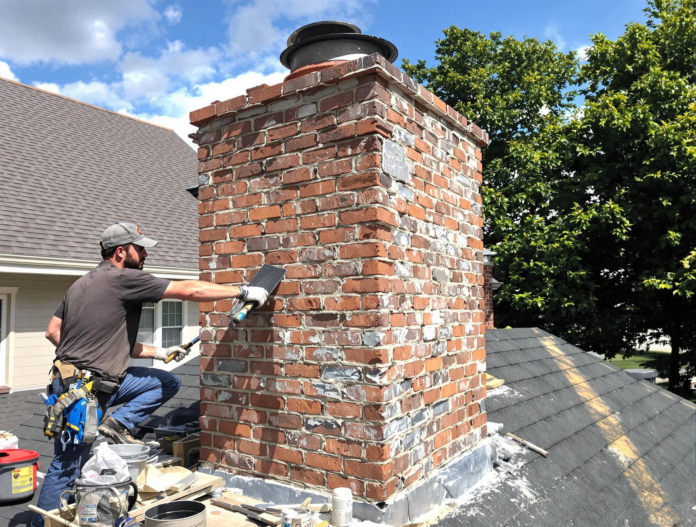 Completed chimney rebuild by Brookline Chimney Sweep in Brookline, MA