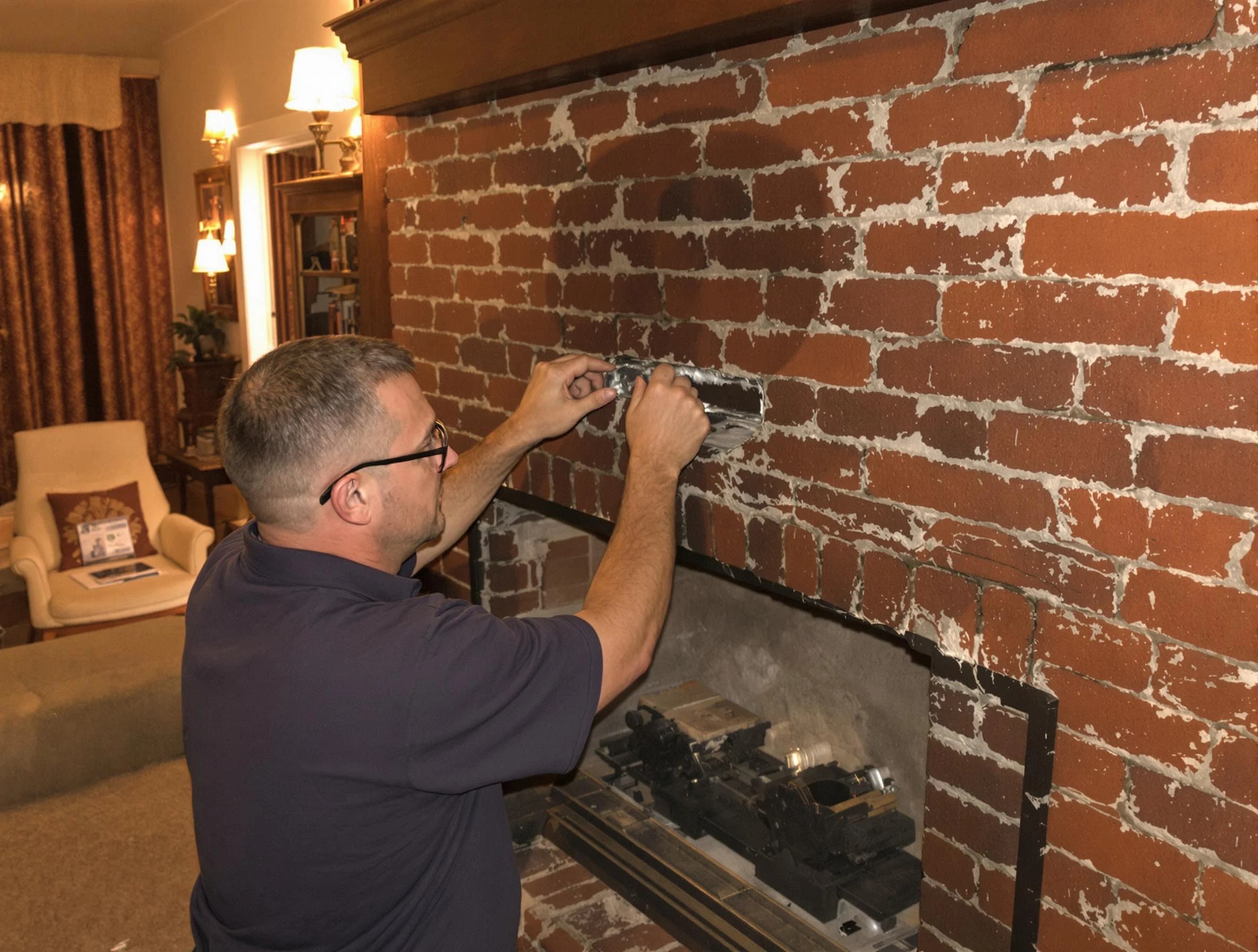 Brookline Chimney Sweep expert fixing a fireplace in Brookline, MA