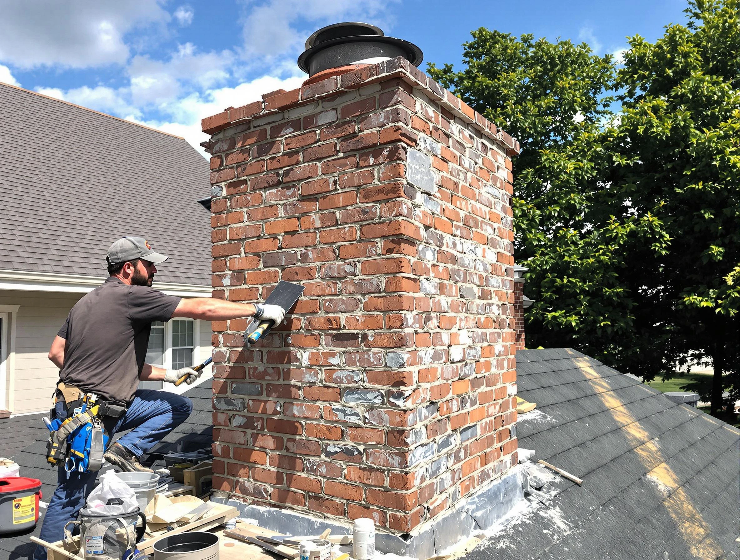 Completed chimney rebuild by Brookline Chimney Sweep in Brookline, MA
