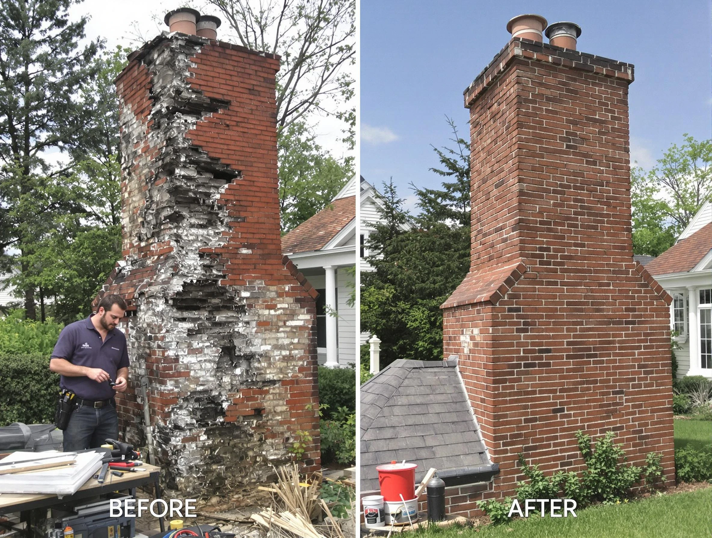 Brookline Chimney Sweep performing a full chimney restoration in Brookline, MA